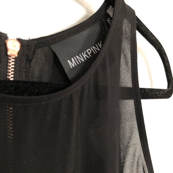MinkPink Black Top with rose gold back zipper - Picture 2 of 4